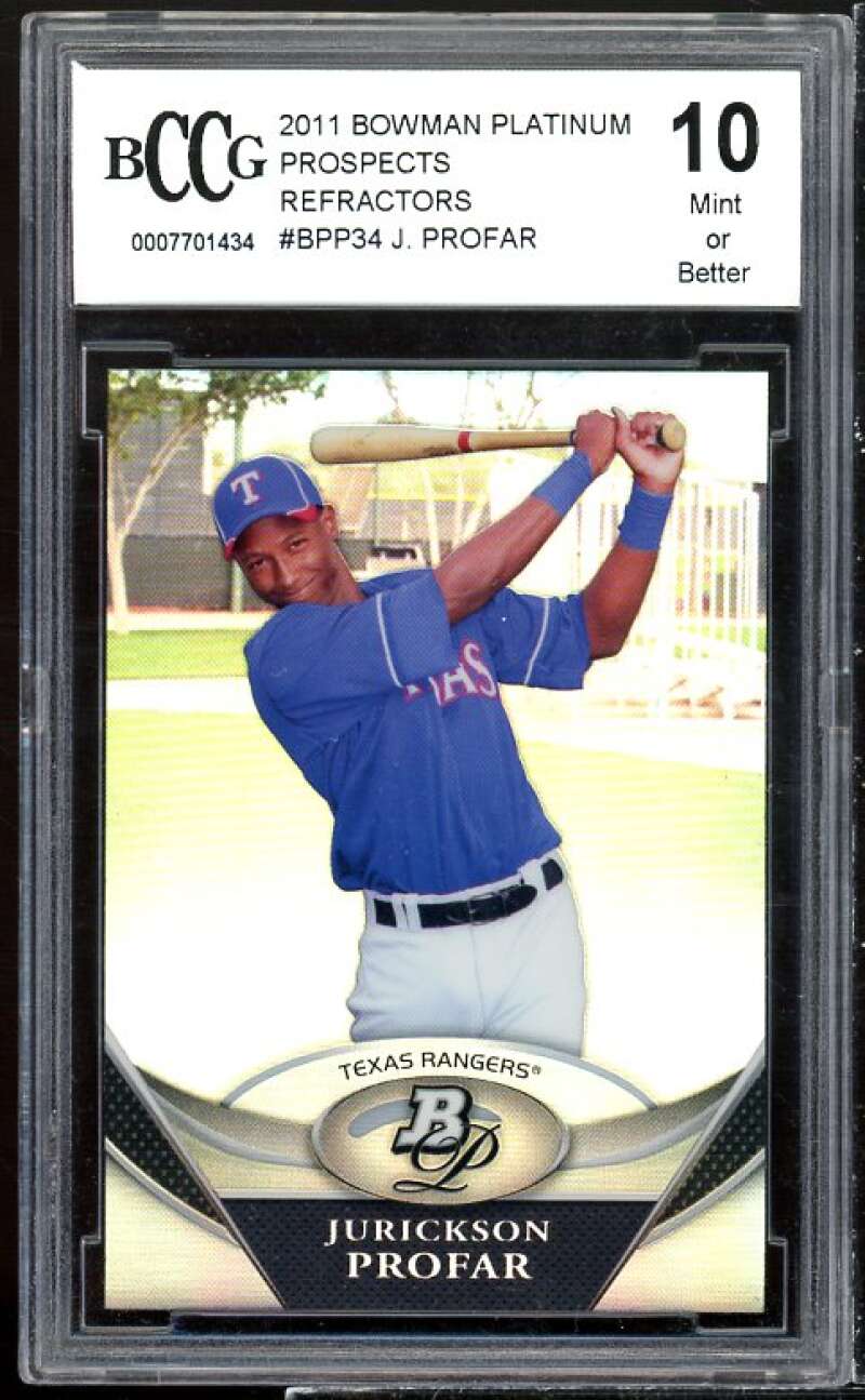 Jurickson Profar Rookie 2011 Bowman Platinum Prospects Refractor #34 BGS BCCG 10 Image 1