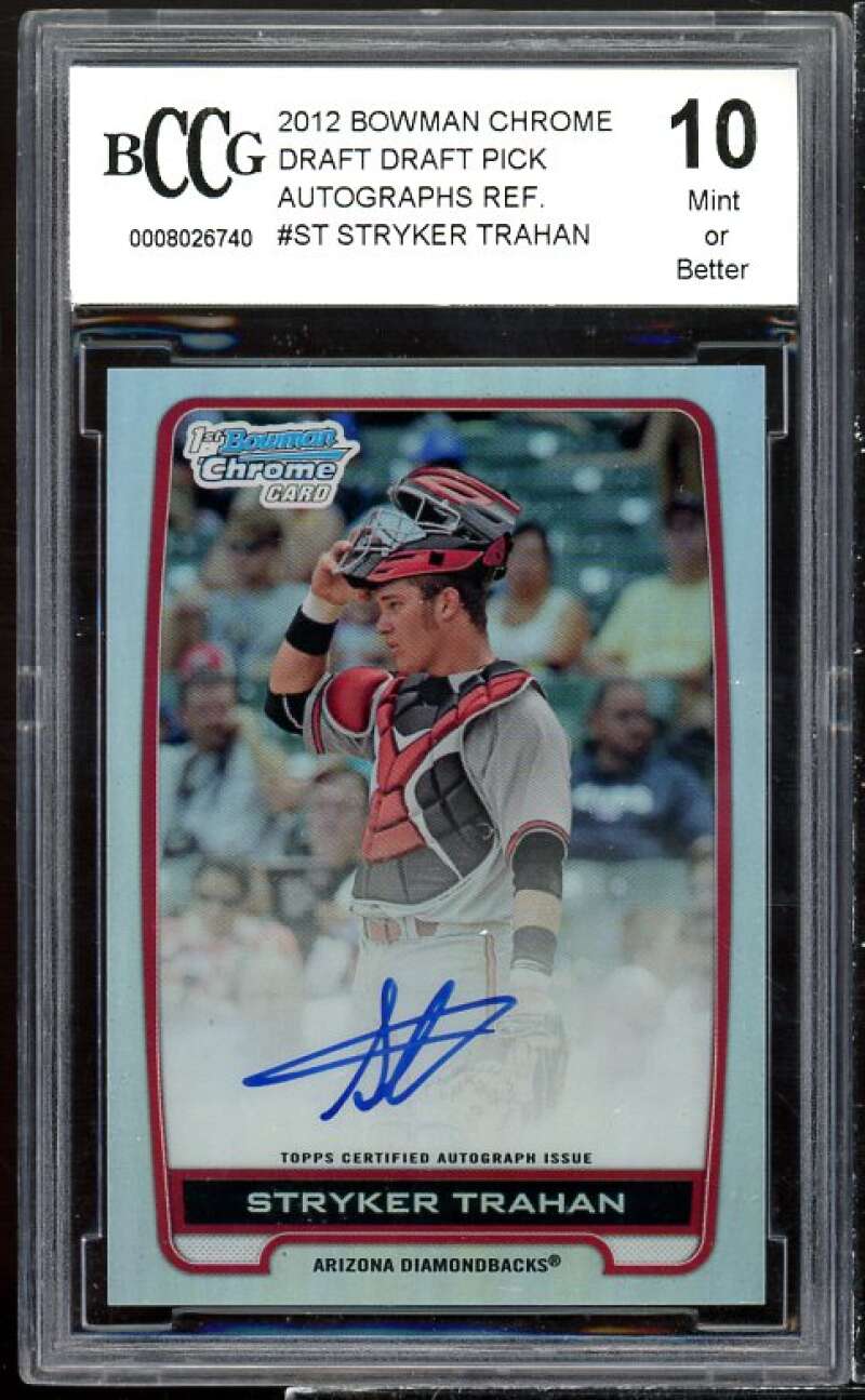 Stryker Trahan Rookie Card 2012 Bowman Chrome Draft Auto Ref #ST BGS BCCG 10 Image 1