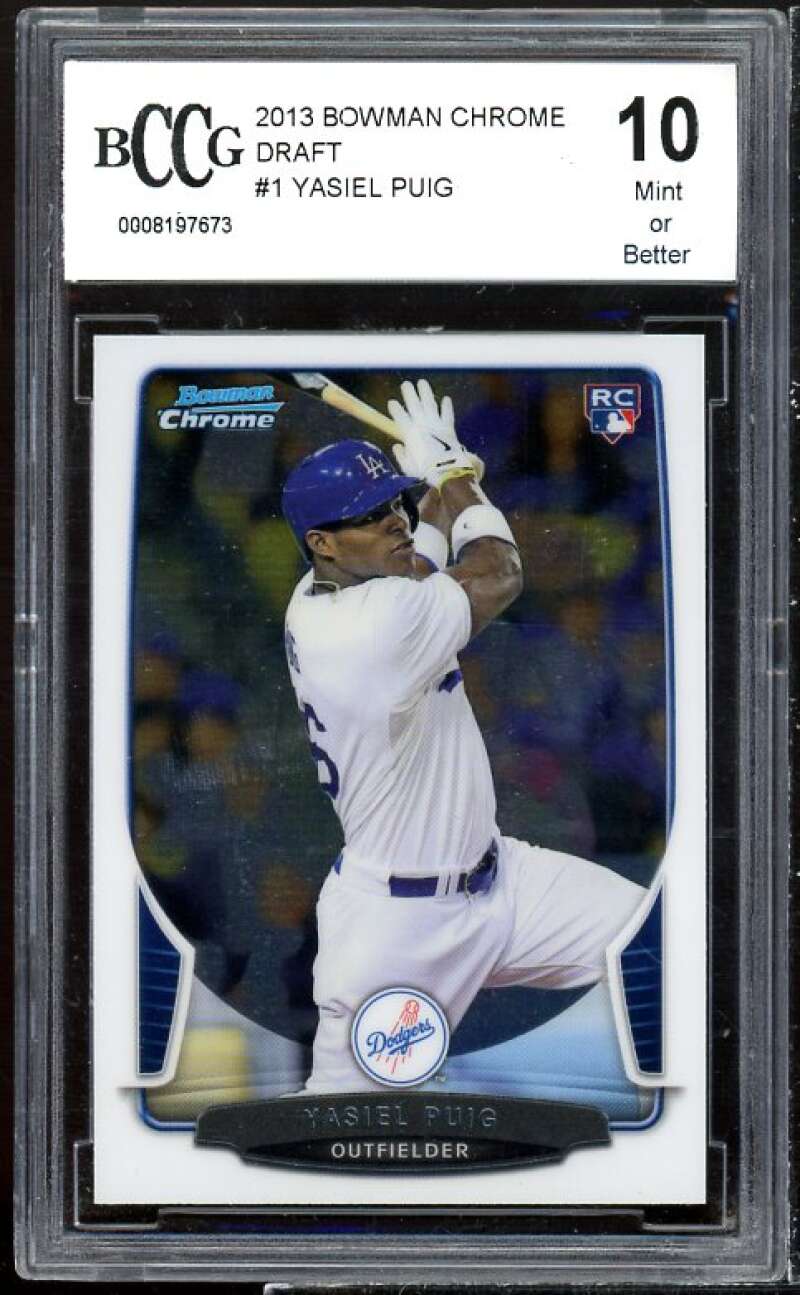 Yasiel Puig Rookie Card 2013 Bowman Chrome #1 BGS BCCG 10 Image 1