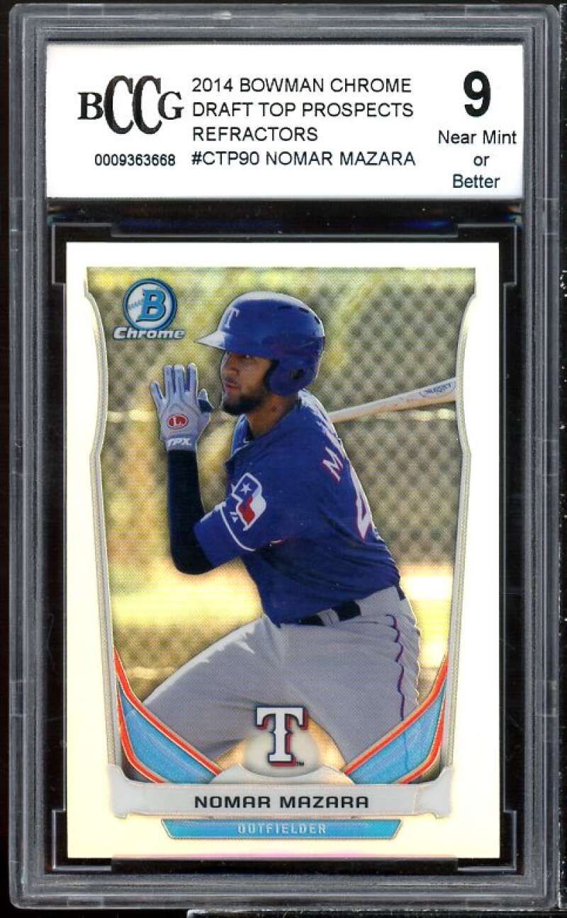 Nomar Mazara Rookie 2014 Bowman Chrome DP Pros Refractors #CTP-90 BGS BCCG 9 Image 1