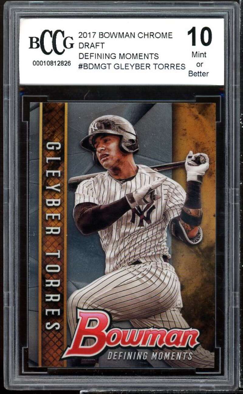 Gleyber Torres Rookie Card 2017 Bowman Draft Defining Moments #BDMGT BGS BCCG 10 Image 1