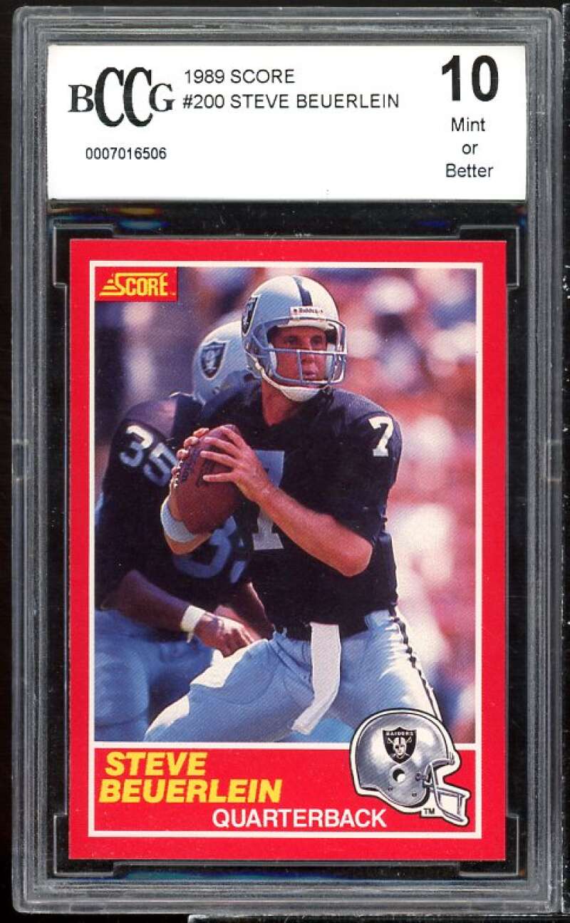 Steve Beuerlein Rookie Card 1989 Score #200 BGS BCCG 10 Image 1