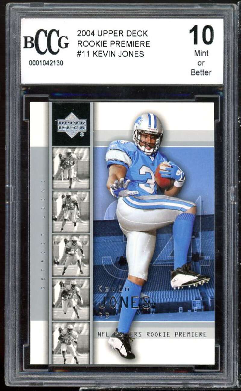 Kevin Jones Rookie Card 2004 Upper Deck Rookie Premiere #11 BGS BCCG 10 Image 1