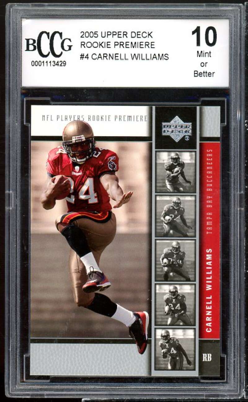 Carnell Williams Rookie Card 2005 Upper Deck Rookie Premiere #4 BGS BCCG 10 Image 1