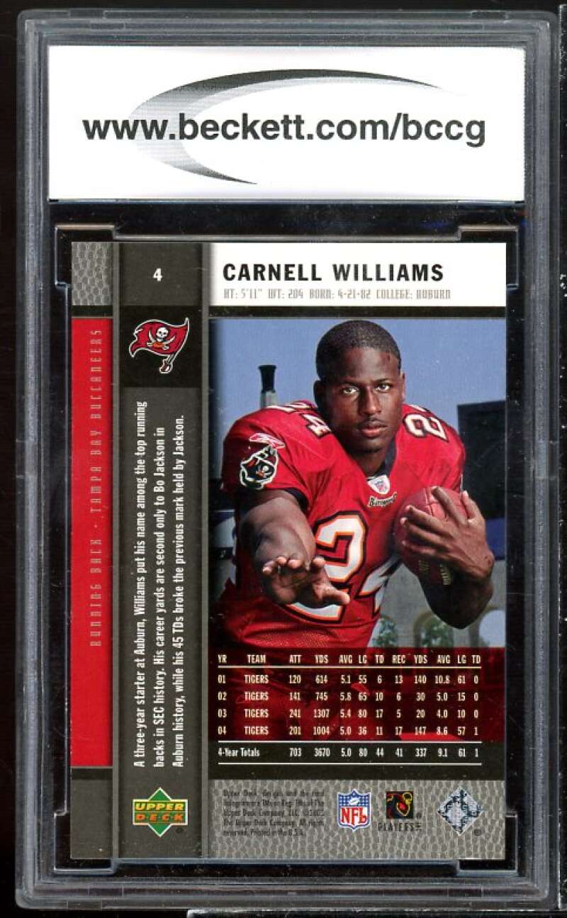 Carnell Williams Rookie Card 2005 Upper Deck Rookie Premiere #4 BGS BCCG 10 Image 2