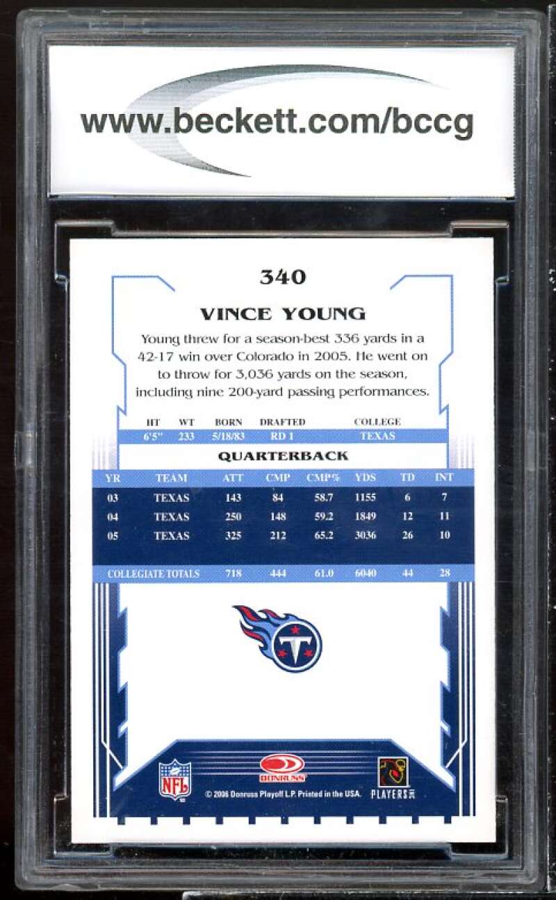 Vince Young Rookie Card 2006 Score #340 BGS BCCG 10 Image 2