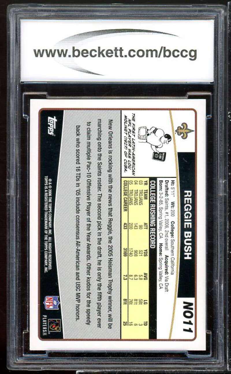 Reggie Bush Rookie Card 2006 Topps Team Sets #NO11A BGS BCCG 10 Image 2