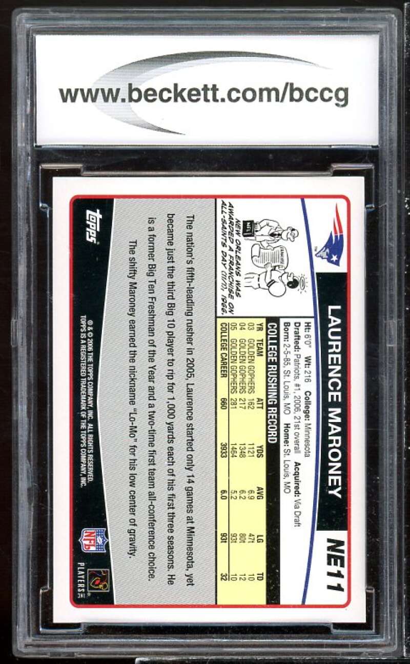 Laurence Maroney Rookie Card 2006 Topps Team Sets #NE11 BGS BCCG 10 Image 2