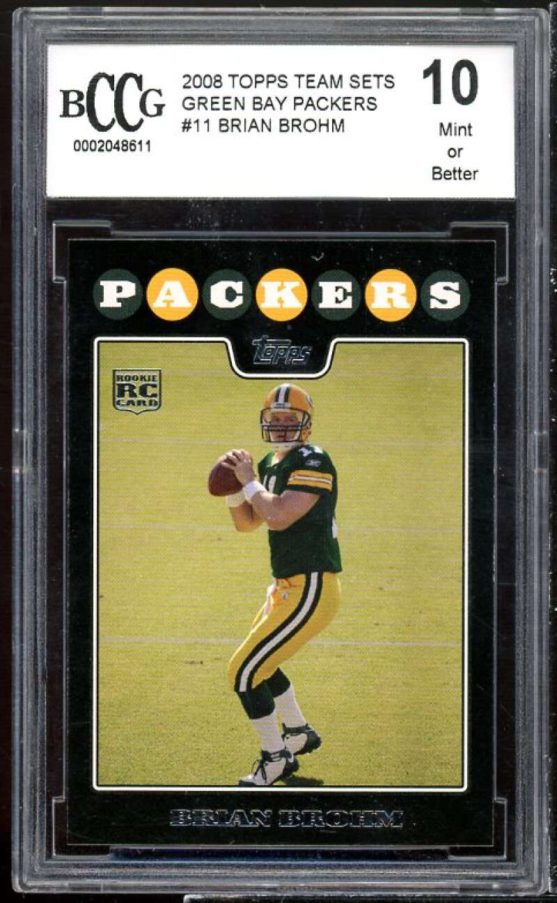 Brian Brohm Rookie Card 2008 Topps Team Sets #11 BGS BCCG 10 Image 1