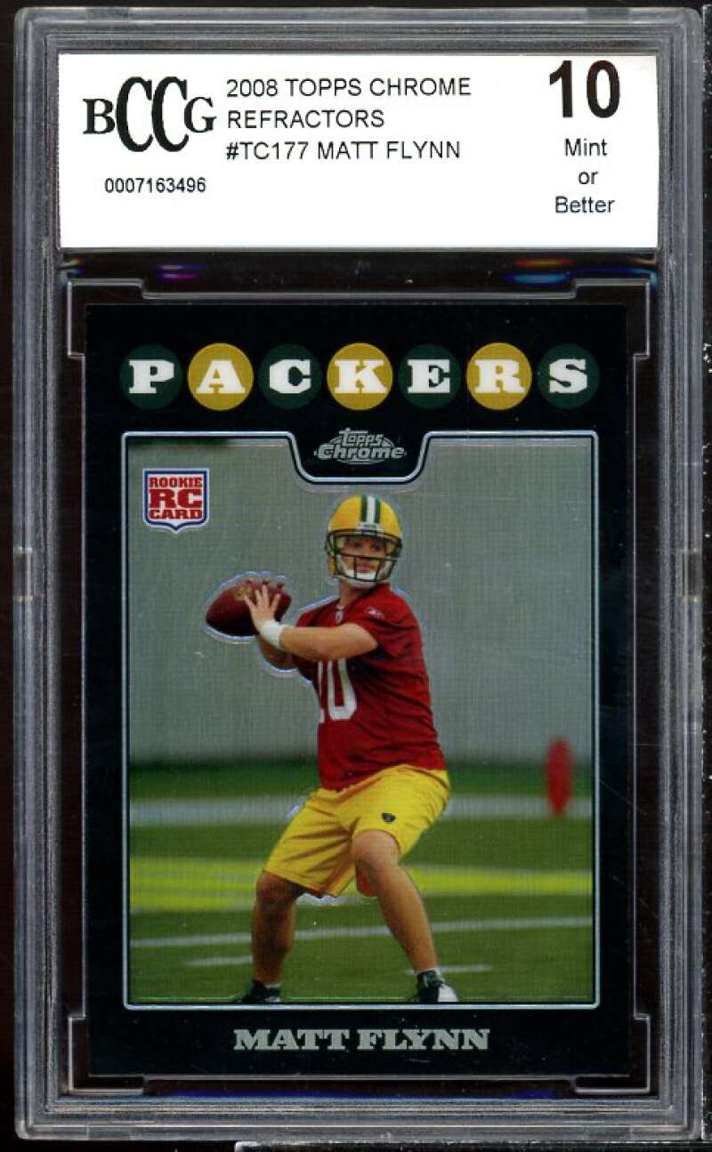 Matt Flynn Rookie Card 2008 Topps Chrome Refractors #TC177 BGS BCCG 10 Image 1