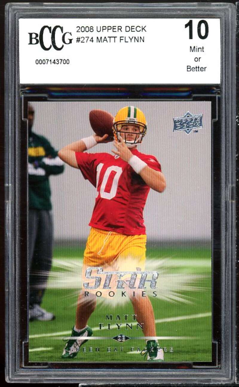 Matt Flynn Rookie Card 2008 Upper Deck #274 BGS BCCG 10 Image 1