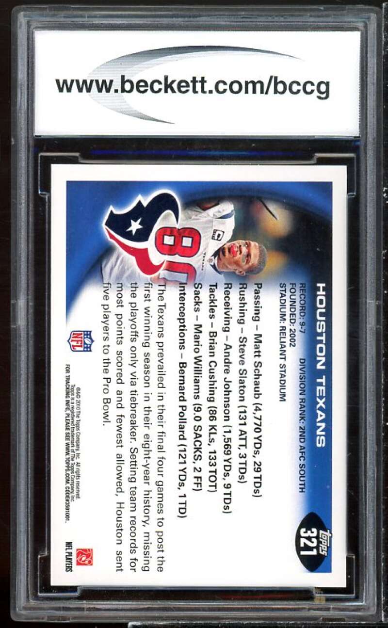 Andre Johnson / Matt Shaub Card 2010 Topps #321 BGS BCCG 10 Image 2