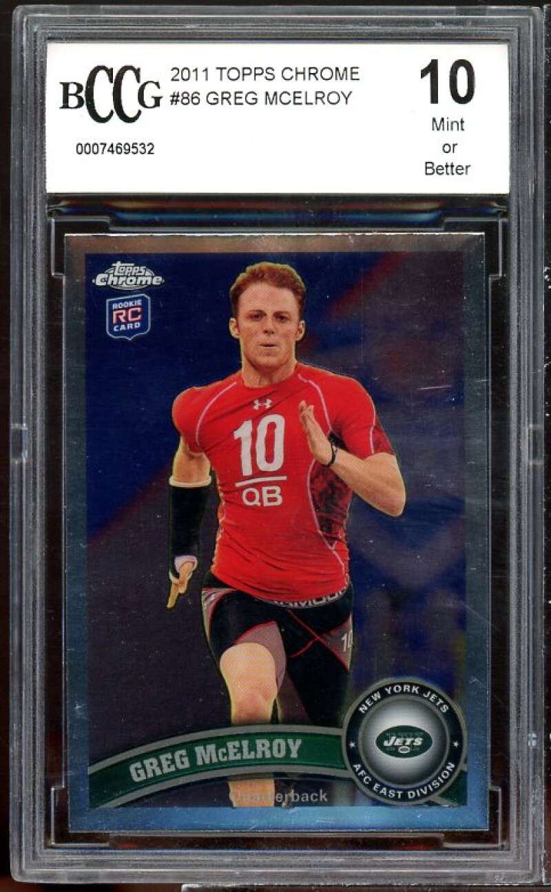 Greg McElroy Rookie Card 2011 Topps Chrome #86 BGS BCCG 10 Image 1