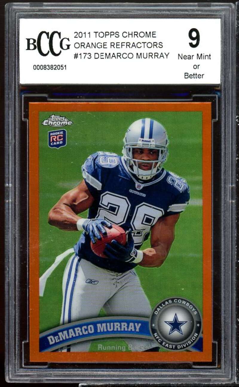 DeMarco Murray Rookie Card 2011 Topps Chrome Orange Refractors #173 BGS BCCG 9 Image 1