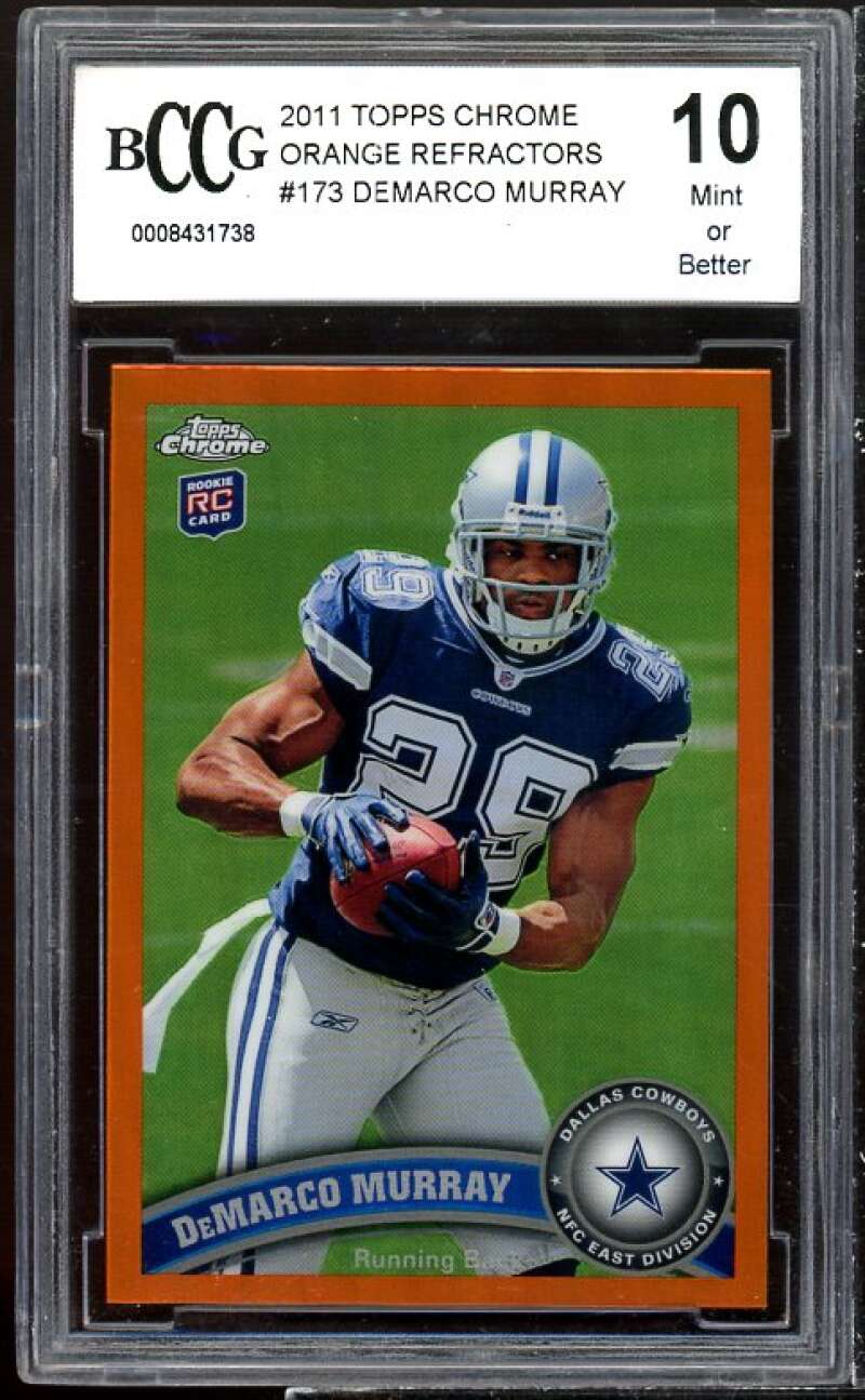 DeMarco Murray Rookie Card 2011 Topps Chrome Orange Refractors #173 BGS BCCG 10 Image 1