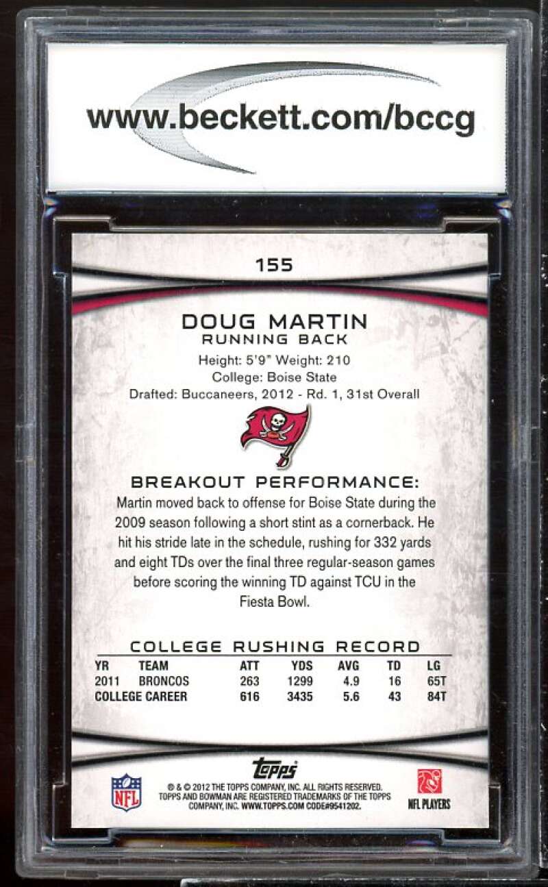 Doug Martin Rookie Card 2012 Bowman #155a BGS BCCG 10 Image 2