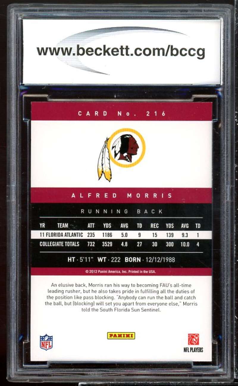 Alfred Morris Rookie Card 2012 Panini Prestige #216 BGS BCCG 10 Image 2