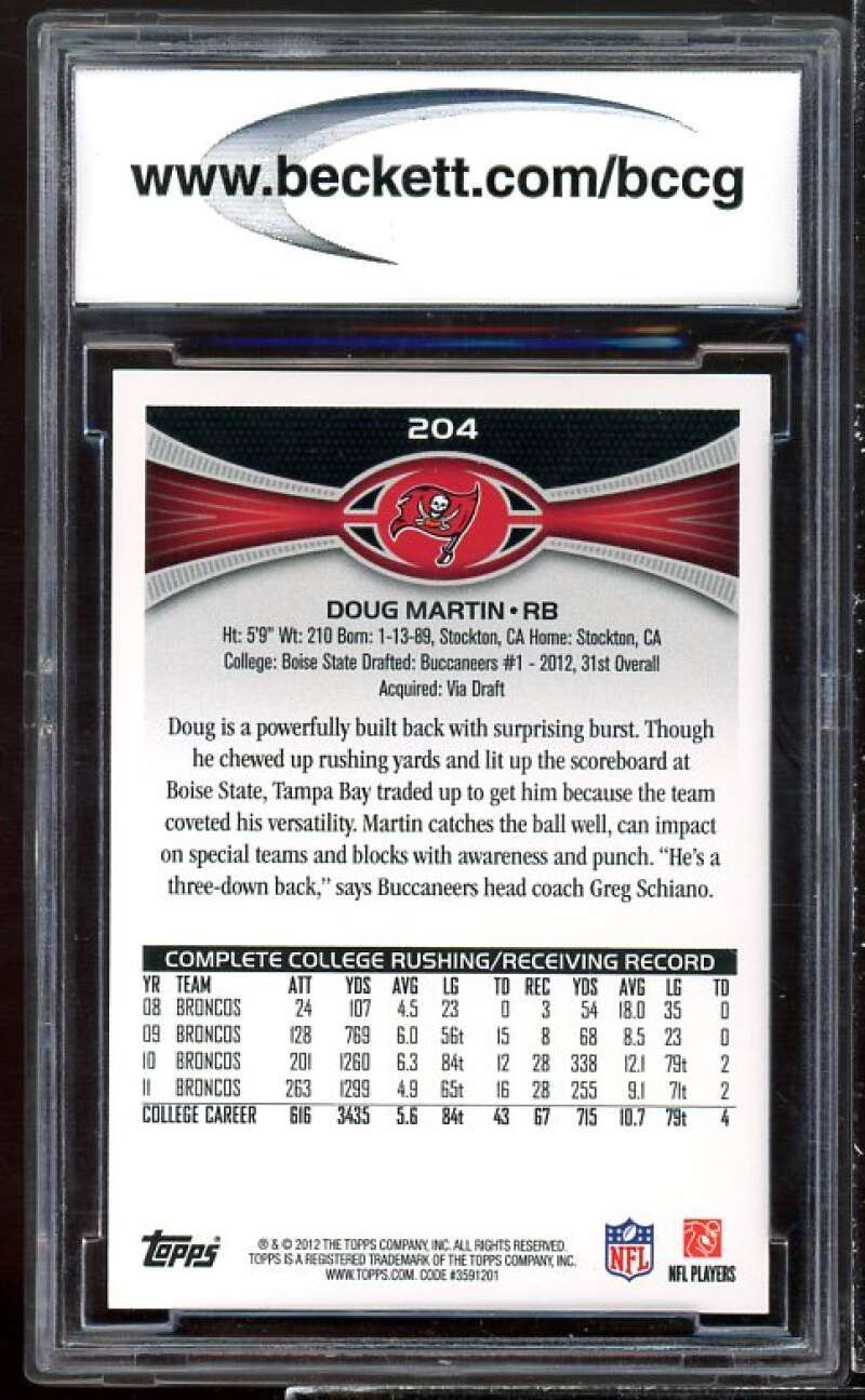 Doug Martin Rookie Card 2012 Topps #204a BGS BCCG 10 Image 2