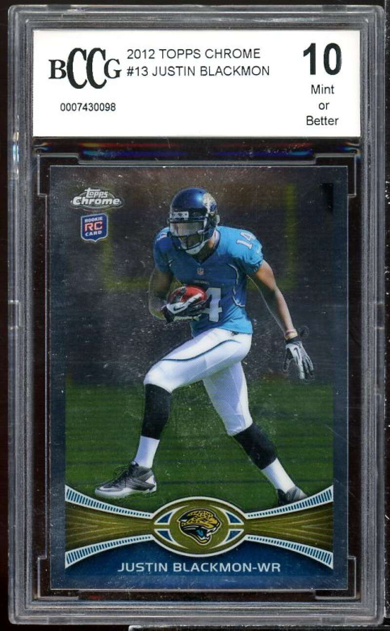 Justin Blackmon Rookie Card 2012 Topps Chrome #13 BGS BCCG 10 Image 1