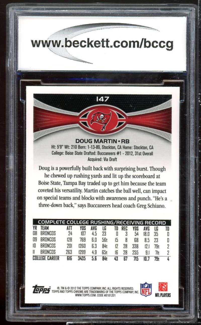 Doug Martin Rookie Card 2012 Topps Chrome #147a BGS BCCG 9 Image 2