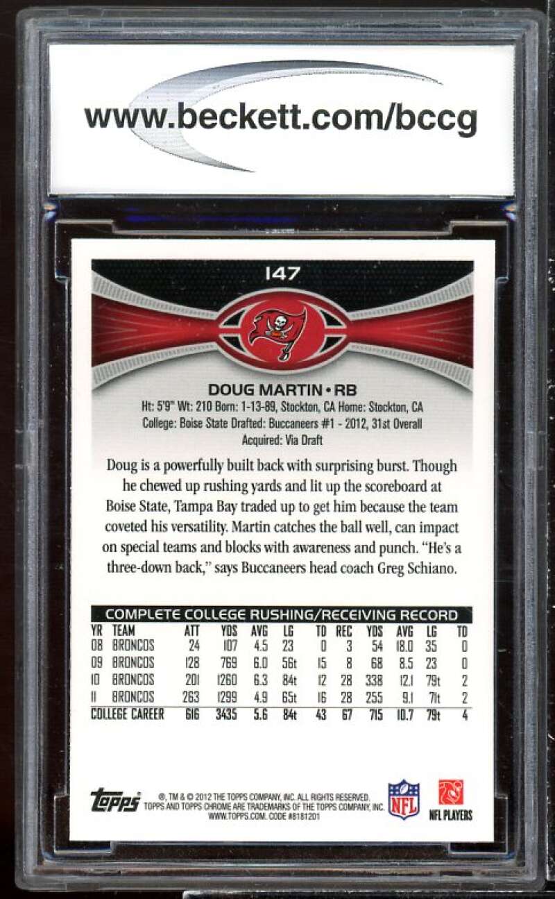 Doug Martin Rookie Card 2012 Topps Chrome #147a BGS BCCG 10 Image 2