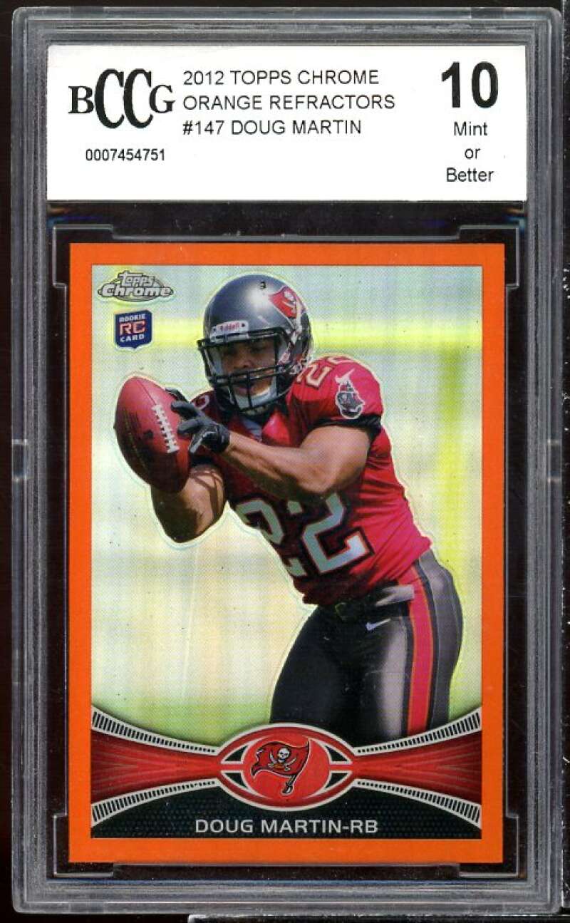 Doug Martin Rookie Card 2012 Topps Chrome Orange Refractors #147 BGS BCCG 10 Image 1