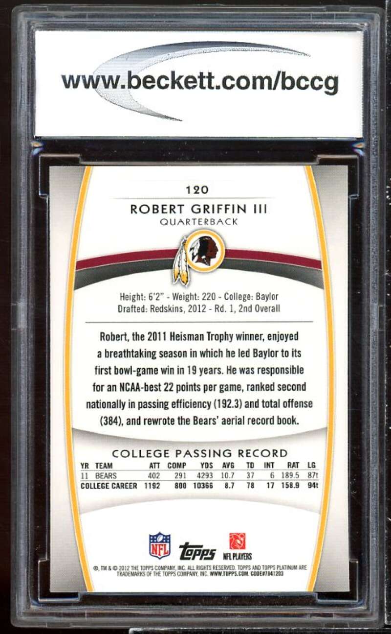 Robert Griffin III Rookie 2012 Topps Platinum Orange Refractors #140 BGS BCCG 10 Image 2