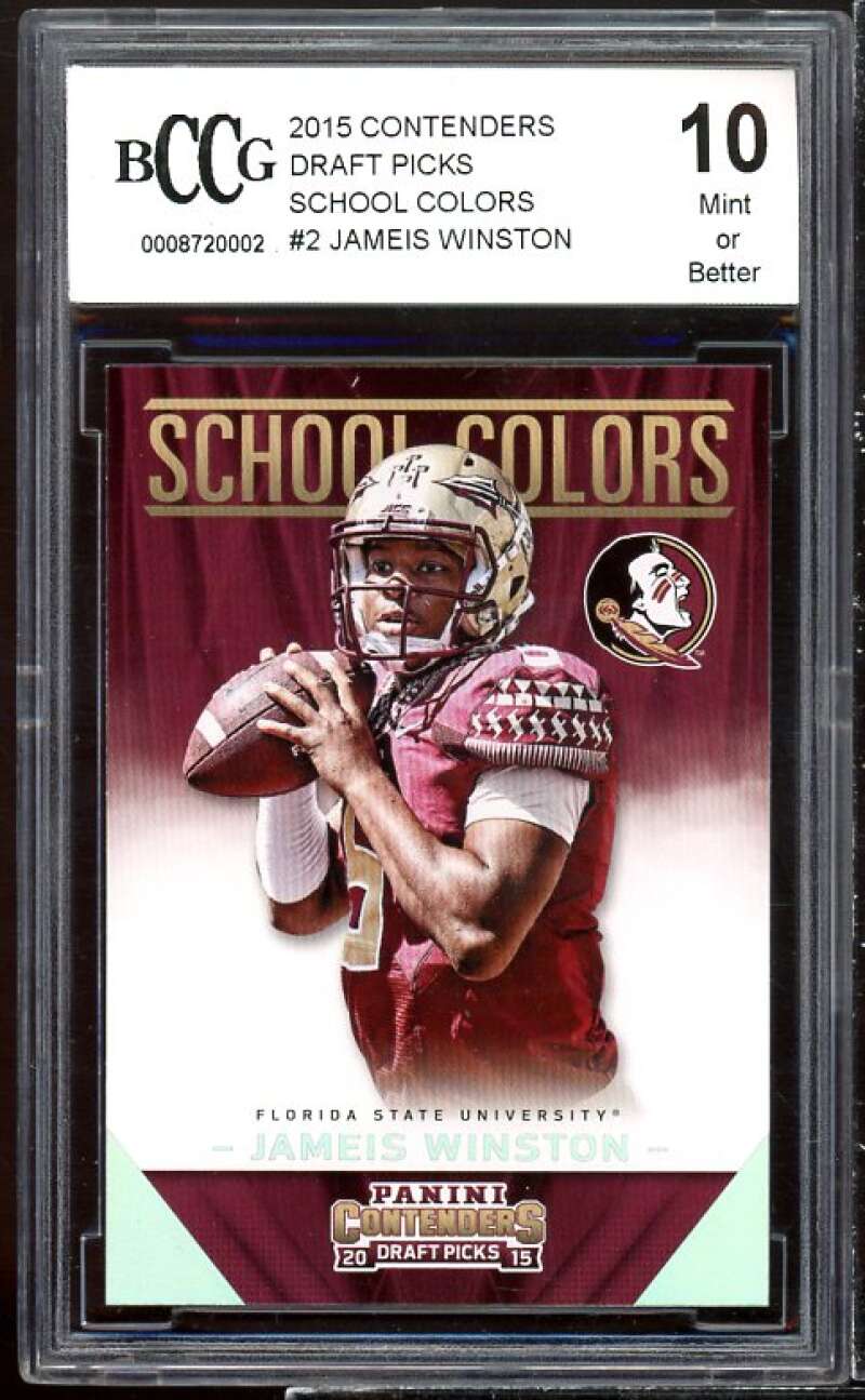 Jameis Winston Rookie Card 2015 Contenders DP School Colors #2 BGS BCCG 10 Image 1