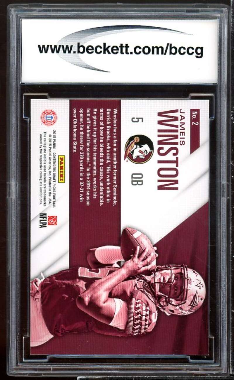 Jameis Winston Rookie Card 2015 Contenders DP School Colors #2 BGS BCCG 10 Image 2