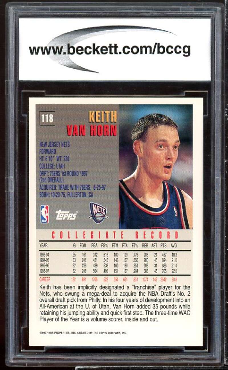 Keith Van Horn Rookie Card 1997-98 Topps #118 BGS BCCG 9 Image 2