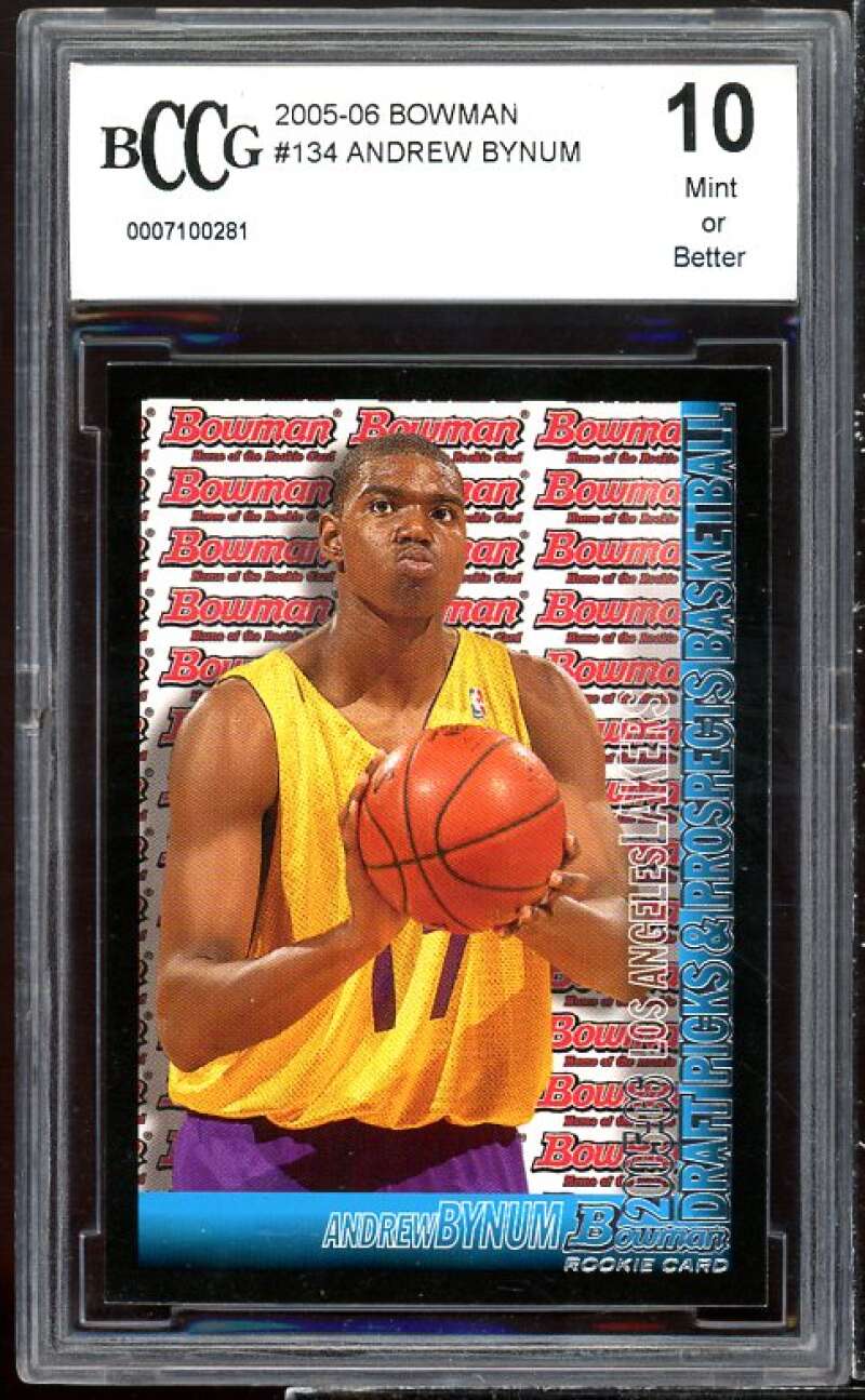 Andrew Bynum Rookie Card 2005-06 Bowman #134 BGS BCCG 10 Image 1