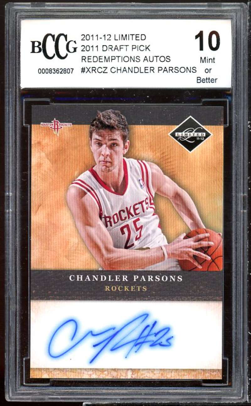 Chandler Parsons Rookie 2011-12 Limited Draft Picks Redemptions Auto BGS BCCG 10 Image 1