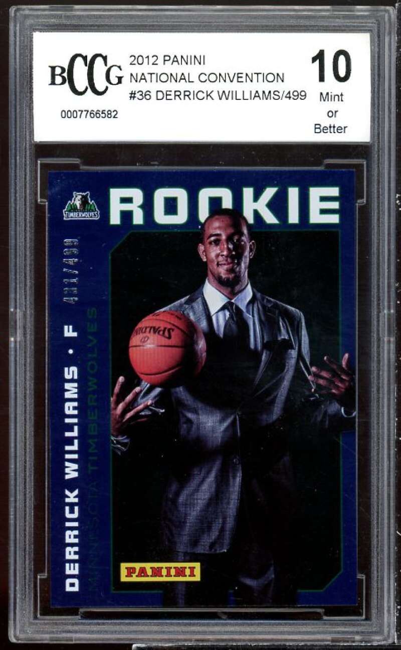 Derrick Williams Rookie Card 2012-13 Panini National Convention BGS BCCG 10 Image 1