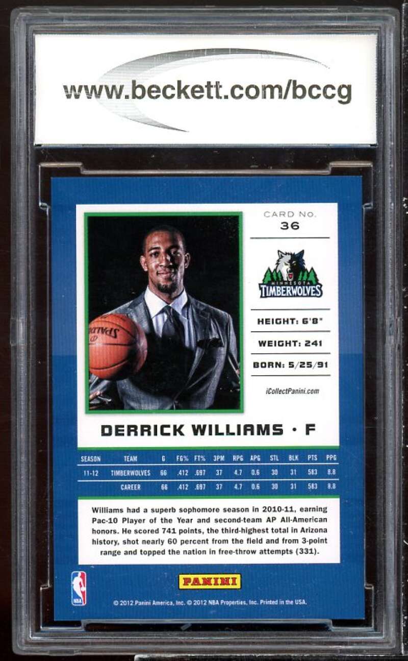 Derrick Williams Rookie Card 2012-13 Panini National Convention BGS BCCG 10 Image 2