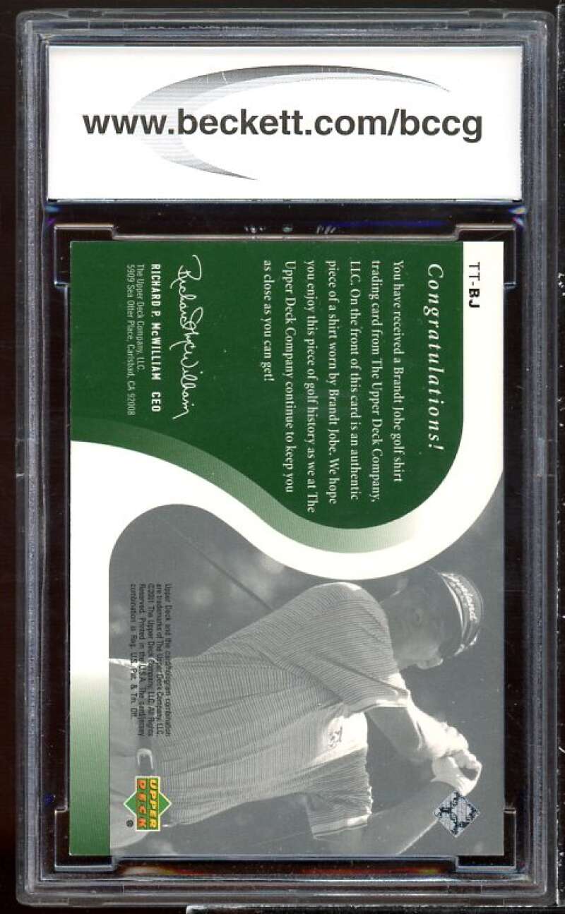 Brandt Jobe Golf Card 2001 Upper Deck Tour Threads #ttbj BGS BCCG 10 Image 2