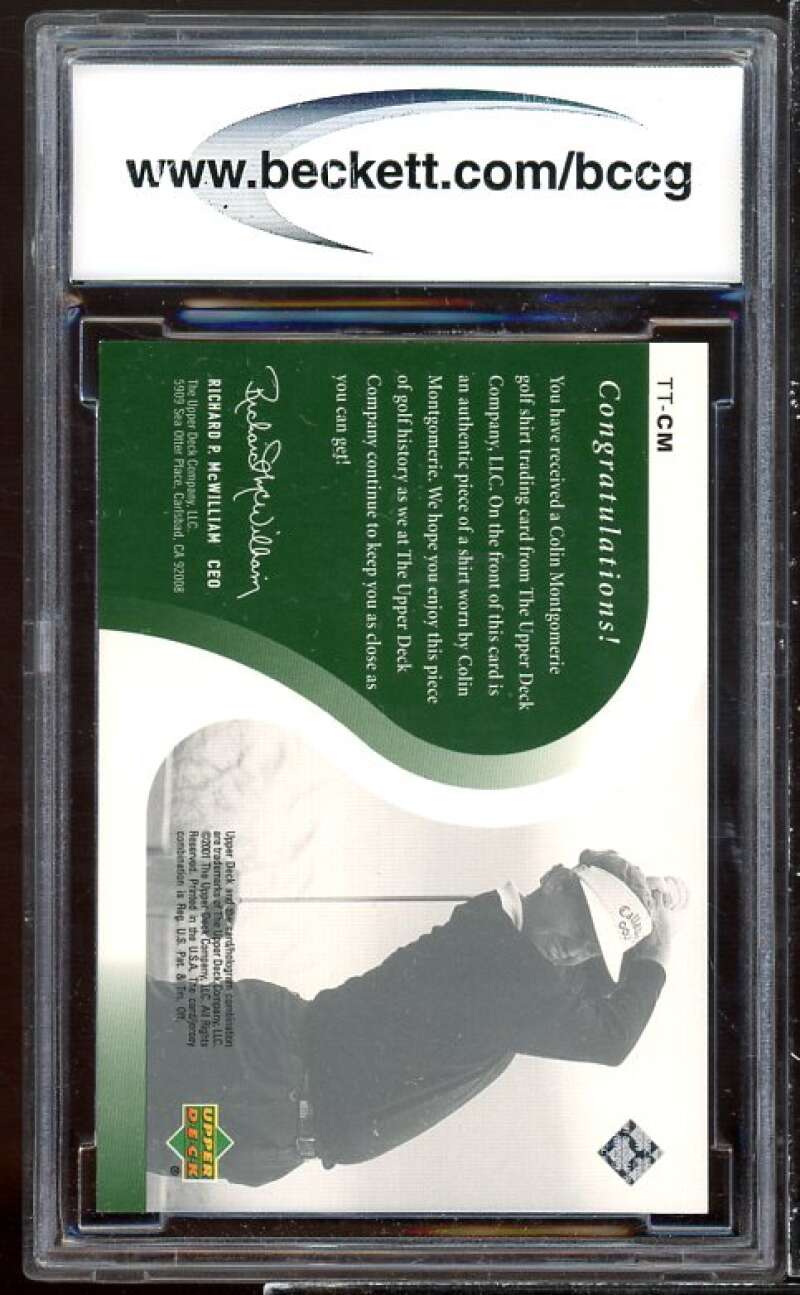 Colin Montgomerie Golf Card 2001 Upper Deck Tour Threads #ttcm BGS BCCG 10 Image 2