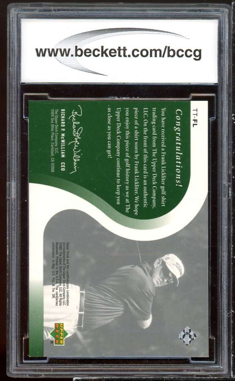 Frank Lickliter Golf Card 2001 Upper Deck Tour Threads #ttfl BGS BCCG 10 Image 2