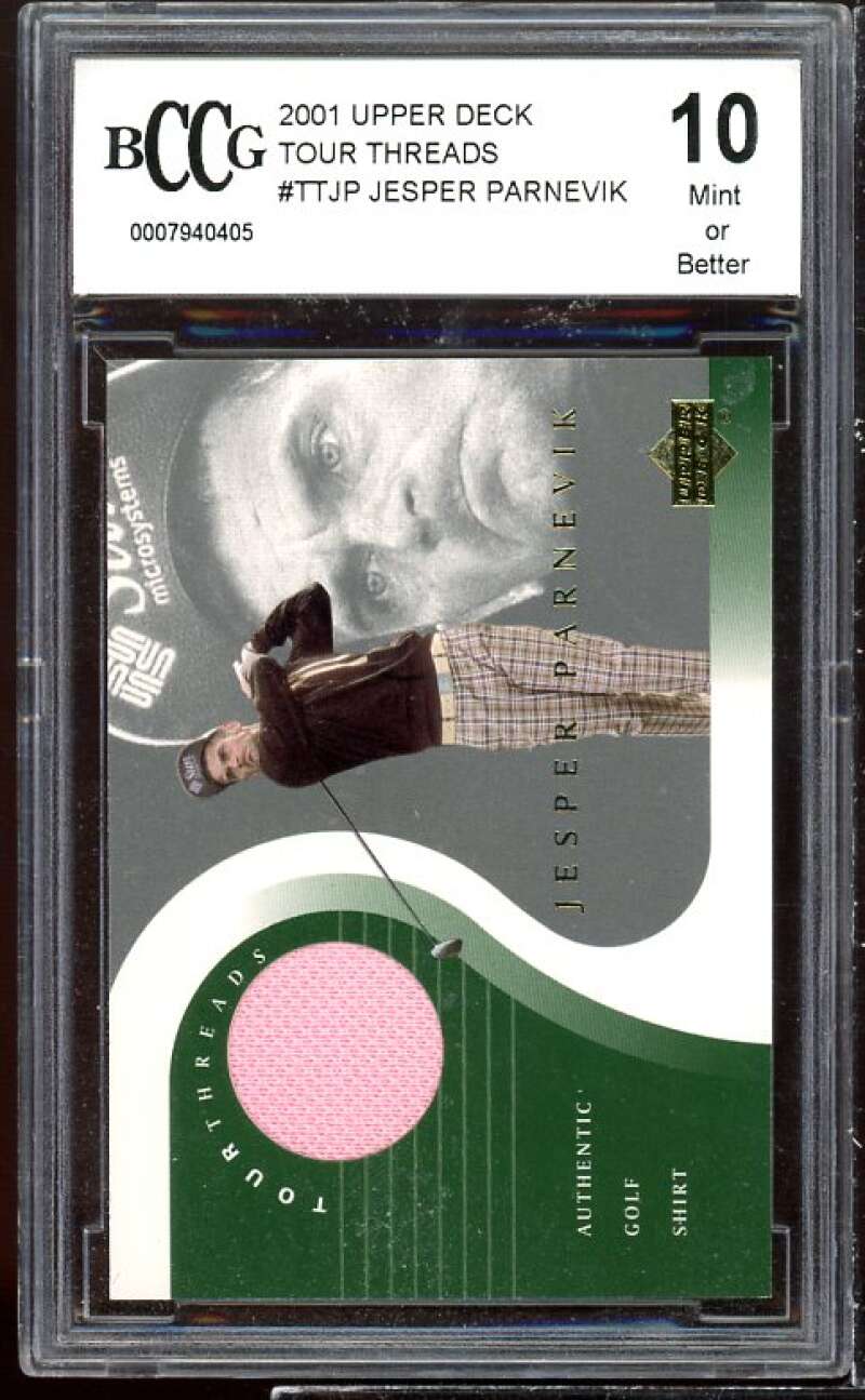 Jesper Parnevik Golf Card 2001 Upper Deck Tour Threads #ttjp BGS BCCG 10 Image 1