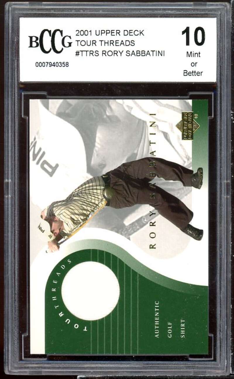 Rory Sabbatini Golf Card 2001 Upper Deck Tour Threads #ttrs BGS BCCG 10 Image 1