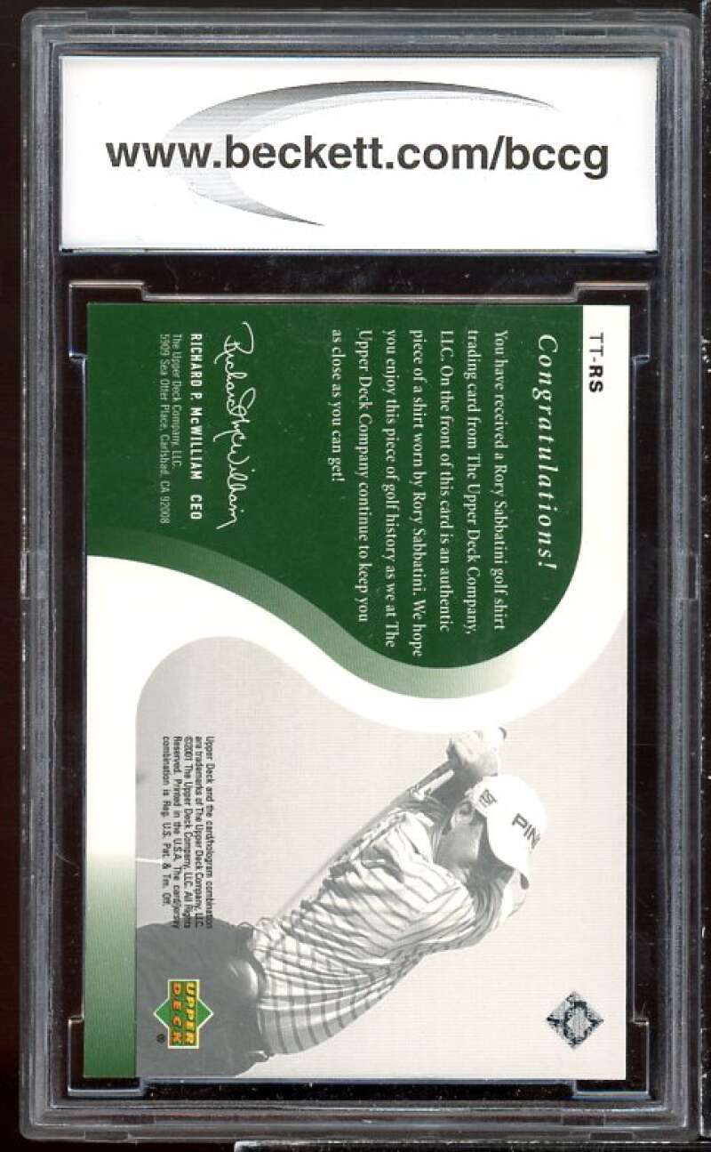 Rory Sabbatini Golf Card 2001 Upper Deck Tour Threads #ttrs BGS BCCG 10 Image 2