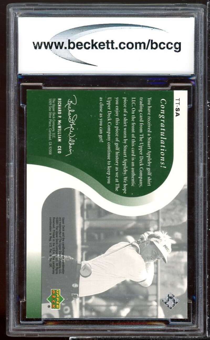 Stuart Appleby Golf Card 2001 Upper Deck Tour Threads #ttsa BGS BCCG 9 Image 2