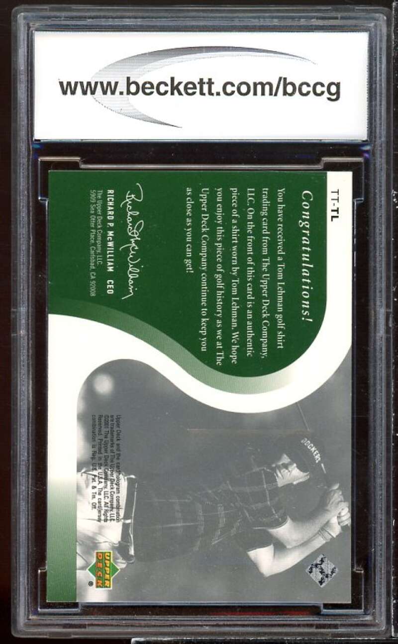 Tom Lehman Golf Card 2001 Upper Deck Tour Threads #tttl BGS BCCG 10 Image 2