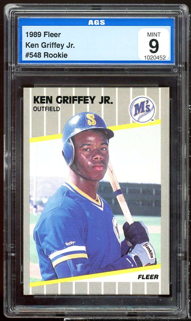 Ken Griffey Jr. Rookie Card 1989 Fleer #33 AGS 9 MINT Image 1