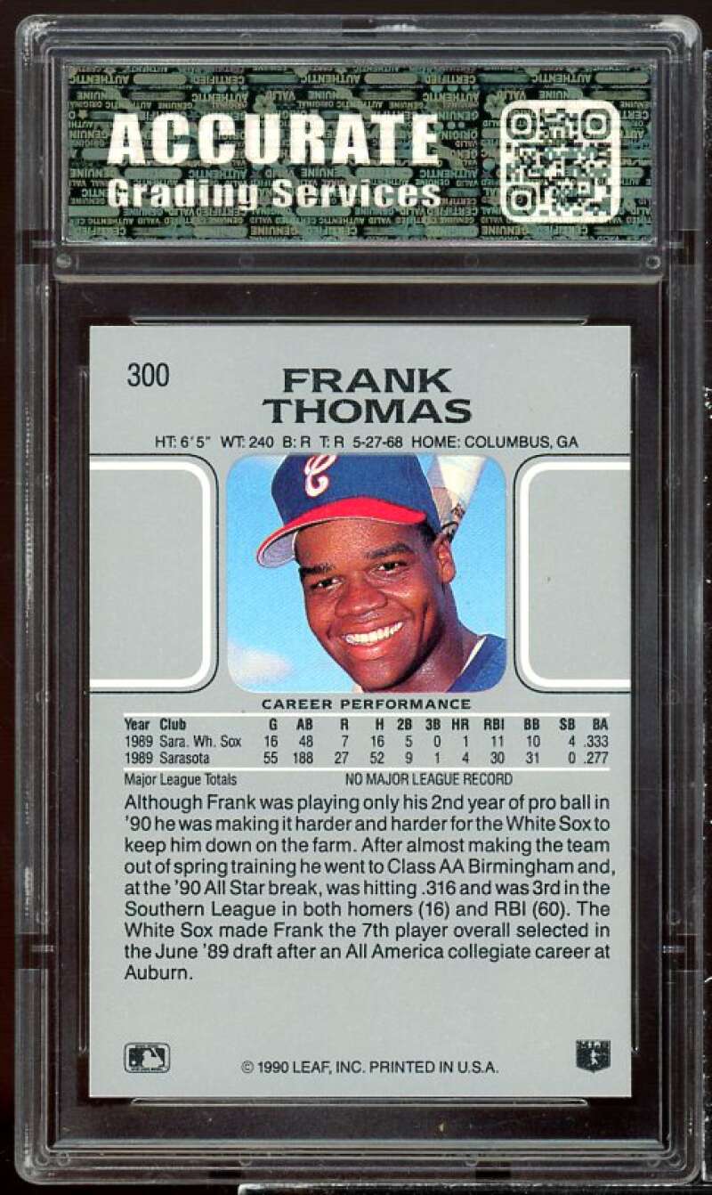 Frank Thomas Rookie Card 1990 Leaf #300 PSA 9