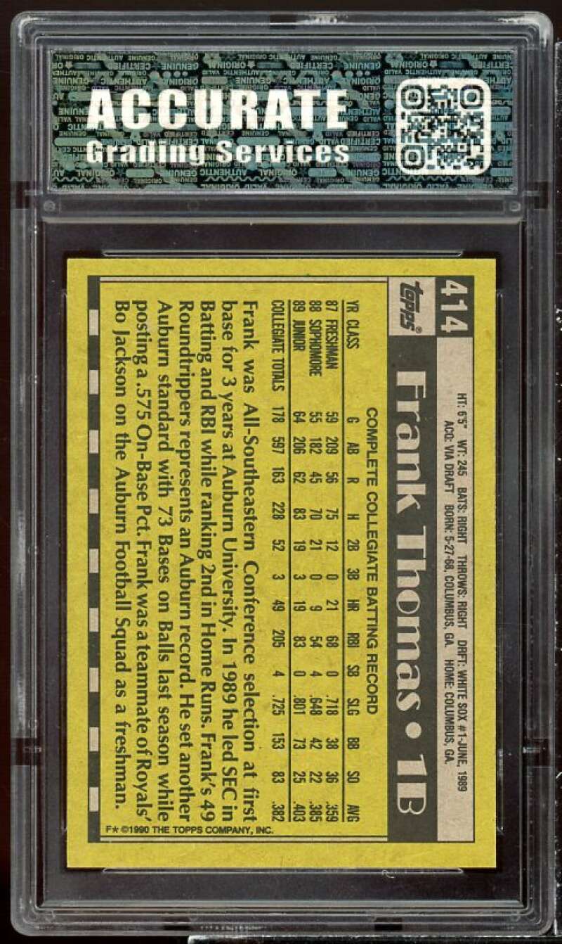 1990 topps #414 frank thomas rookie card