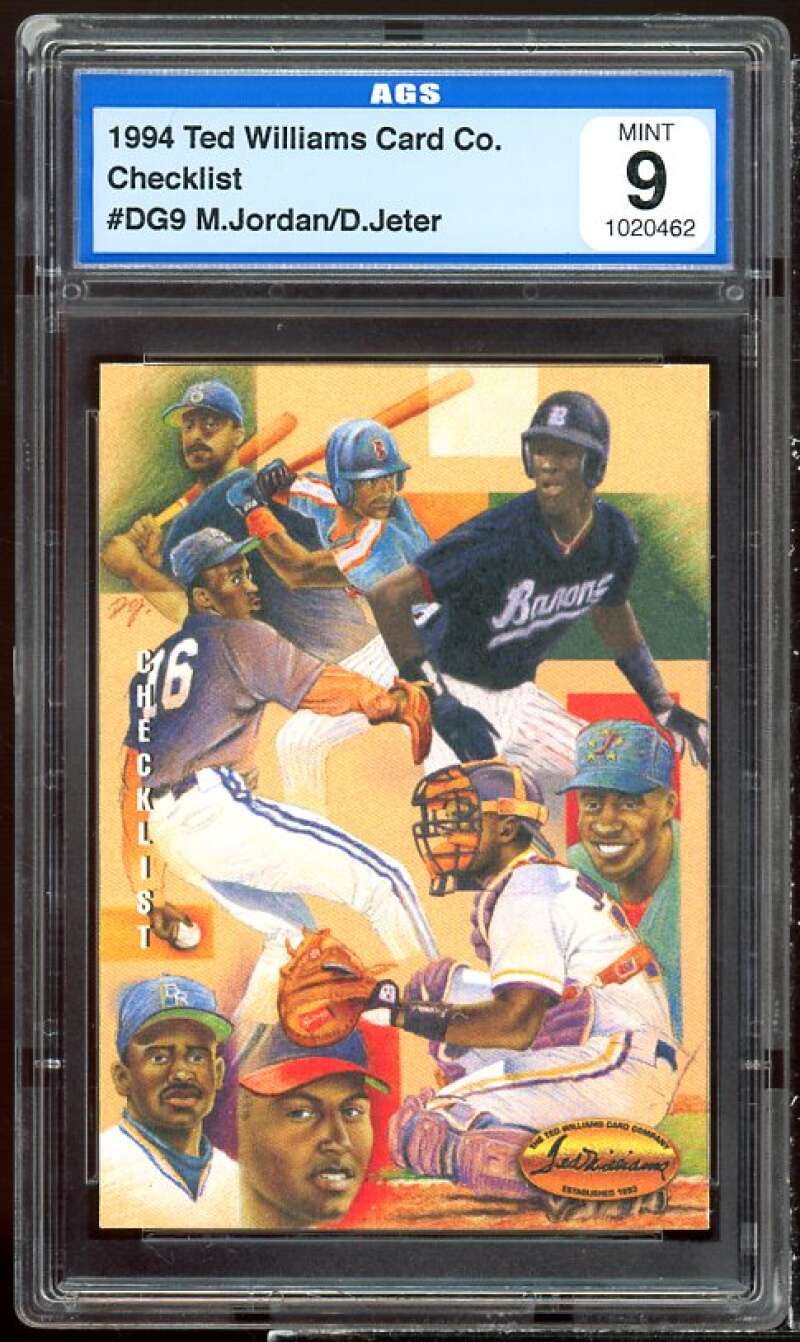 Derek Jeter / Michael Jordan Baseball Rookie 1994 Ted Williams #dg9 AGS 9 MINT Image 1