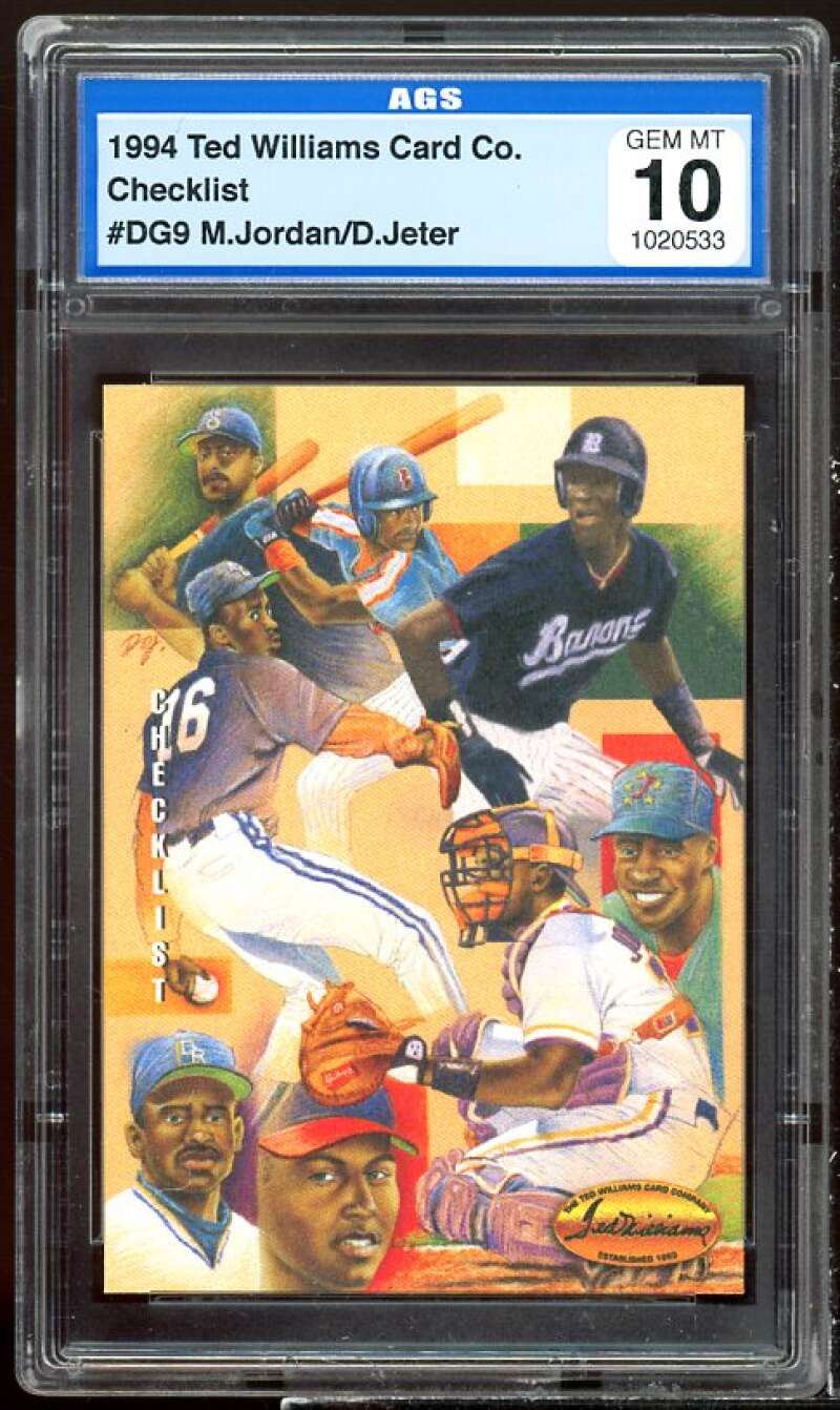 Derek Jeter /Michael Jordan Baseball Rookie 1994 Ted Williams #dg9 AGS 10 GEM MT Image 1