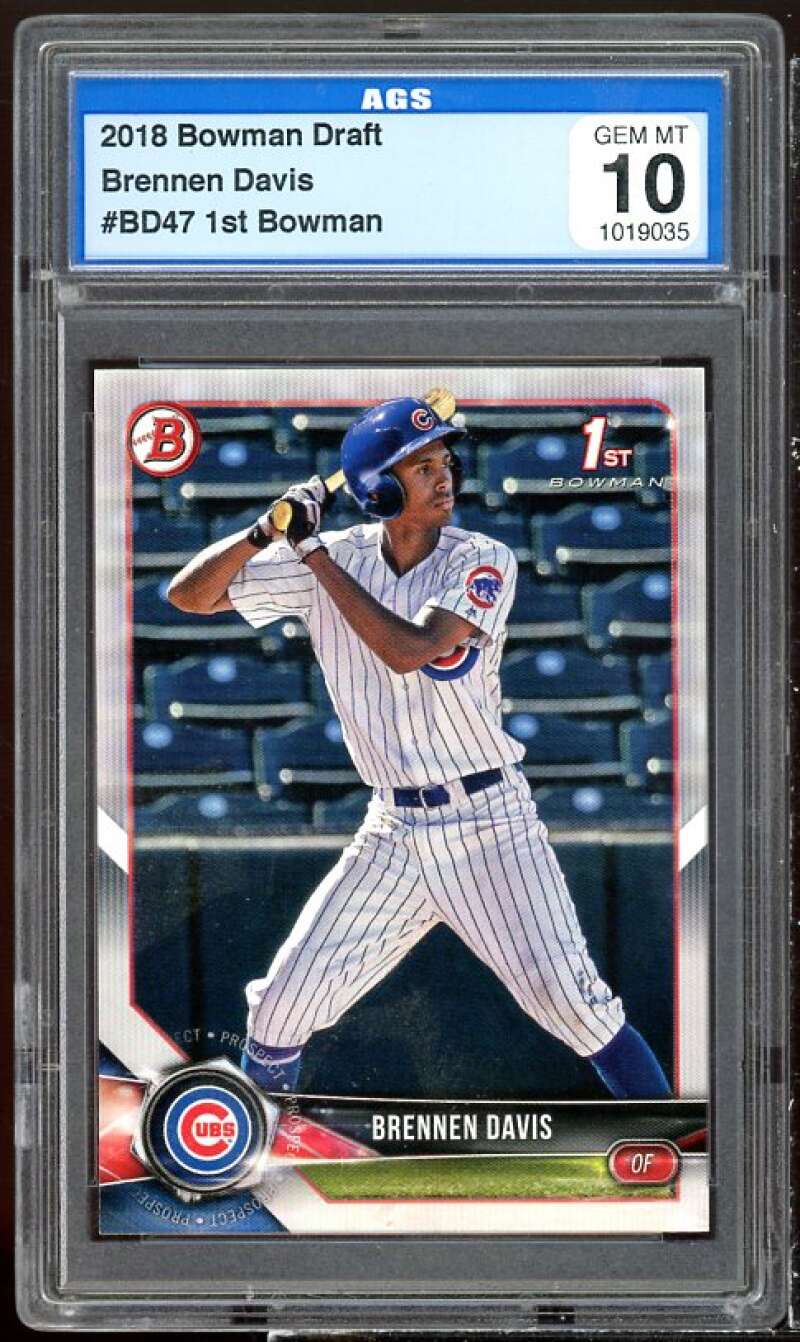 Brennen Davis Rookie Card 2018 Bowman Draft #BD47 AGS 10 GEM MT Image 1