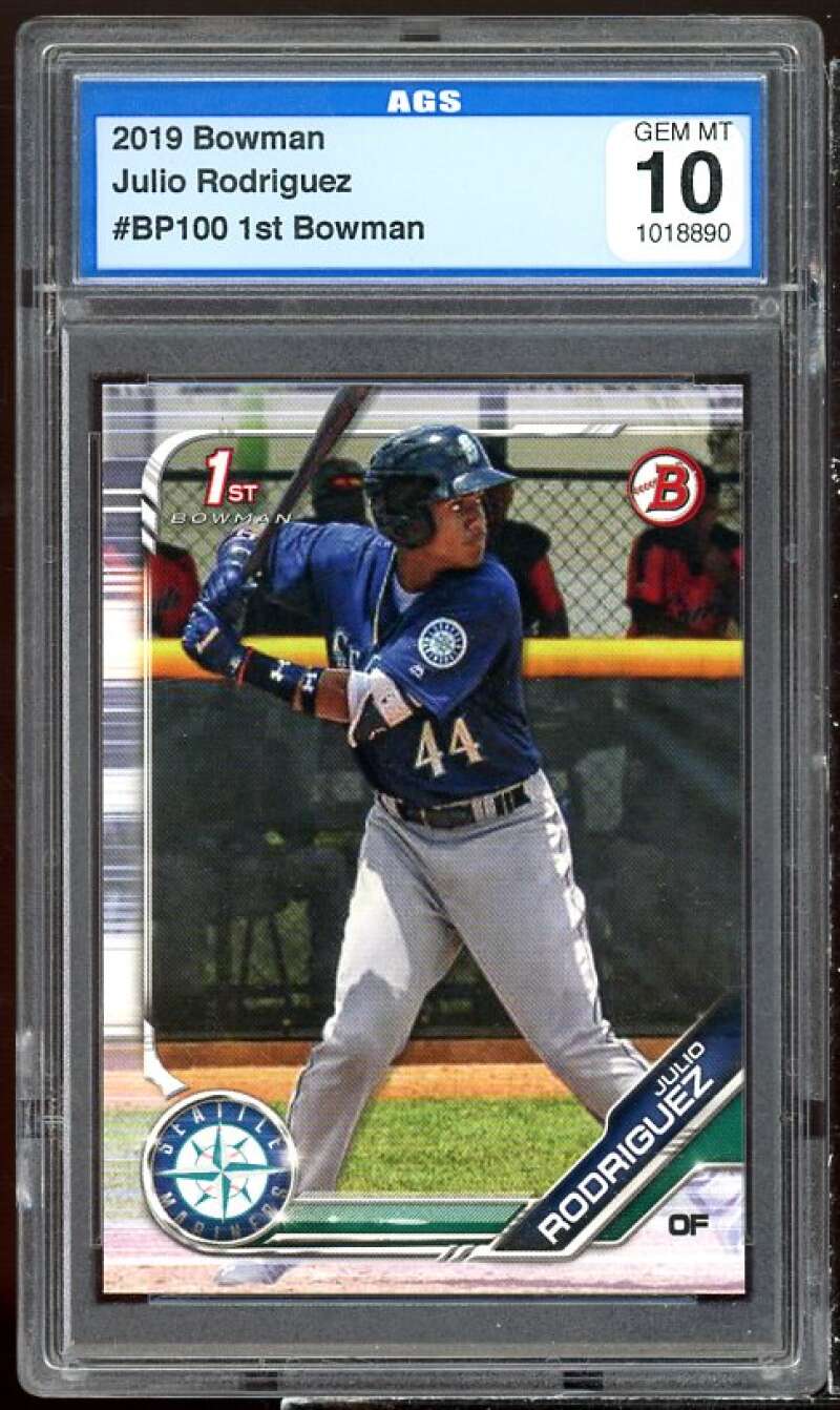 Julio Rodriguez Rookie Card 2019 Bowman #BP33 AGS 10 GEM MT Image 1