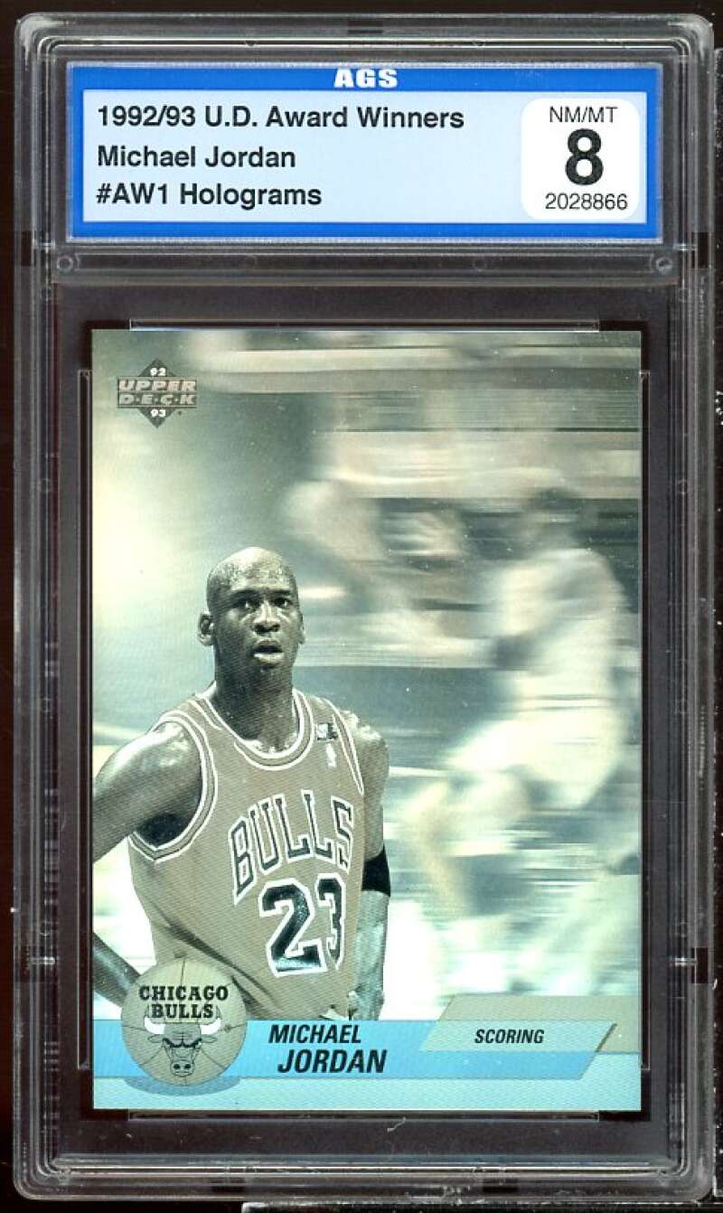 Michael Jordan Card 1992-93 Upper Deck Award Winner Holograms #AW1 AGS 8 NM/MT Image 1